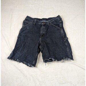 Vtg Lee Carpenter Jean Shorts Mens 34" Blue Denim Workwear Jorts Frayed Cut Off